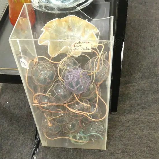 21 OLD GLASS BALL FISHING FLOATS (NOT CONTAINER) APPROX DIA. 80MM.