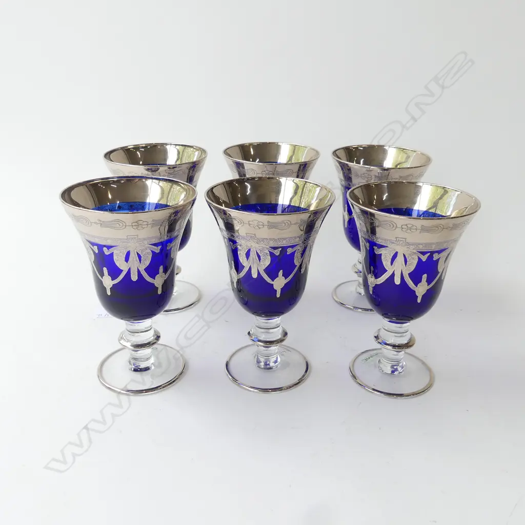 6 ITALIAN BLUE GLASSES H.145mm Image 1++