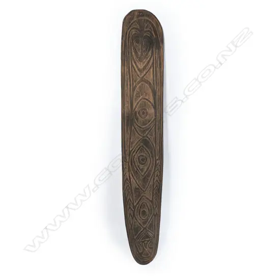 PNG Upper Sepik River carved wooden shield,