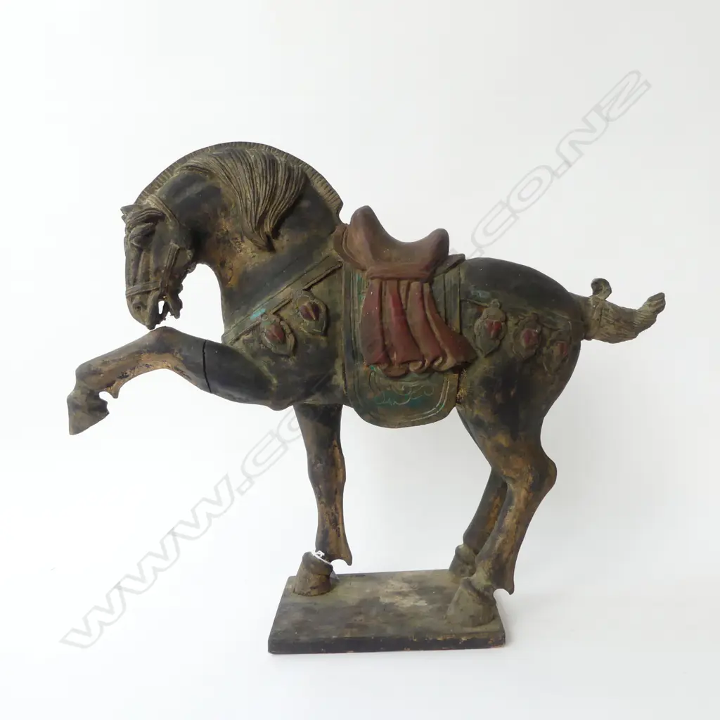 TANG STYLE CARVED WOODEN HORSE H.460mm Image 1++