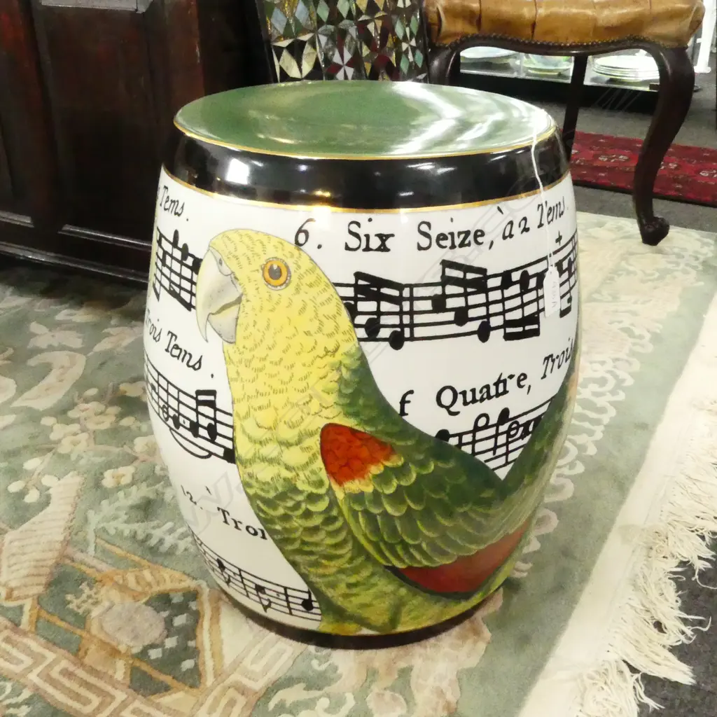 CERAMIC DRUM STOOL, BIRD & MUSIC DESIGN BY CAM (CREATIVELY ACTIVE MINDS) H.440mm Image 1++