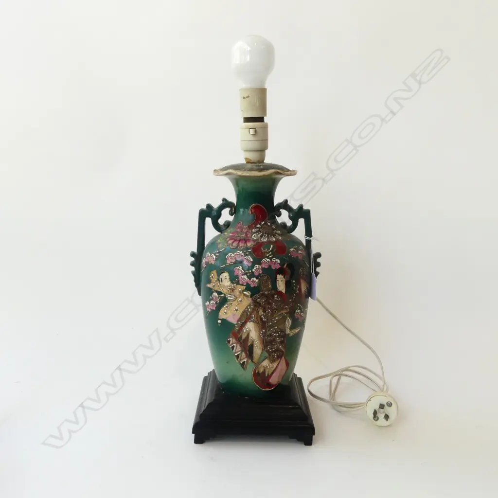 ORIENTAL LAMP; GREEN VASE BASE (NO SHADE) H.500mm Image 1++