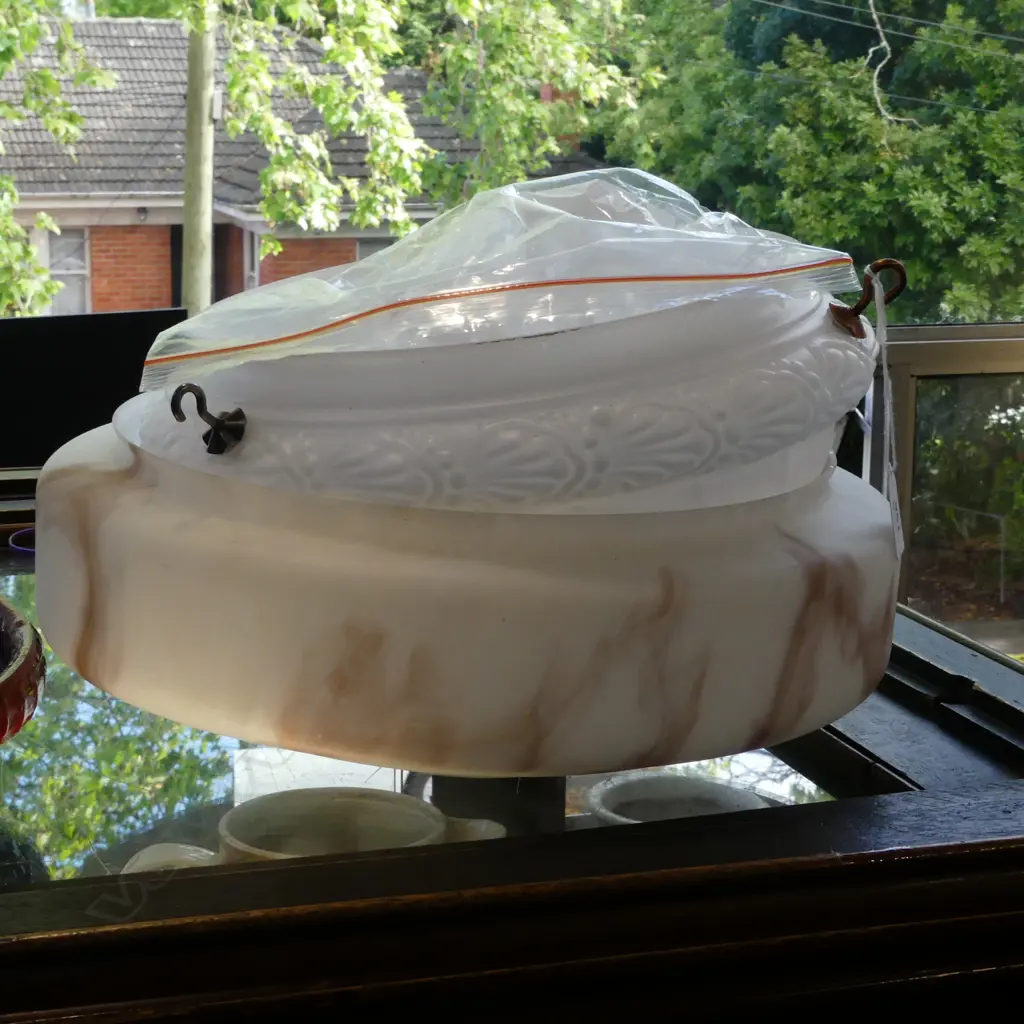 2 GLASS LIGHT FITTINGS, DECO 350mm dia, VICTORIAN STYLE- Image 1++