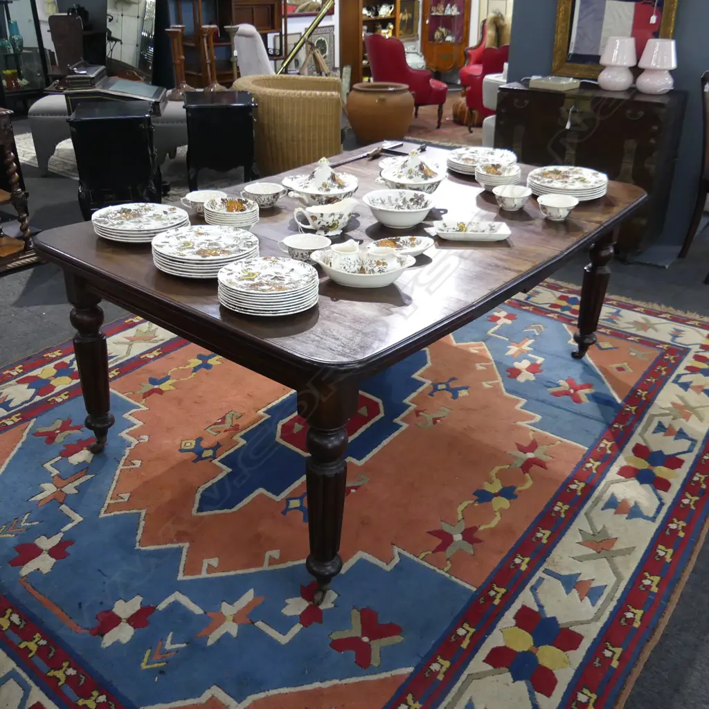 VICTORIAN MAHOGANY EXTENSION DINING TABLE (requires attention) 1700 x 1200 x 720mm Image 1++
