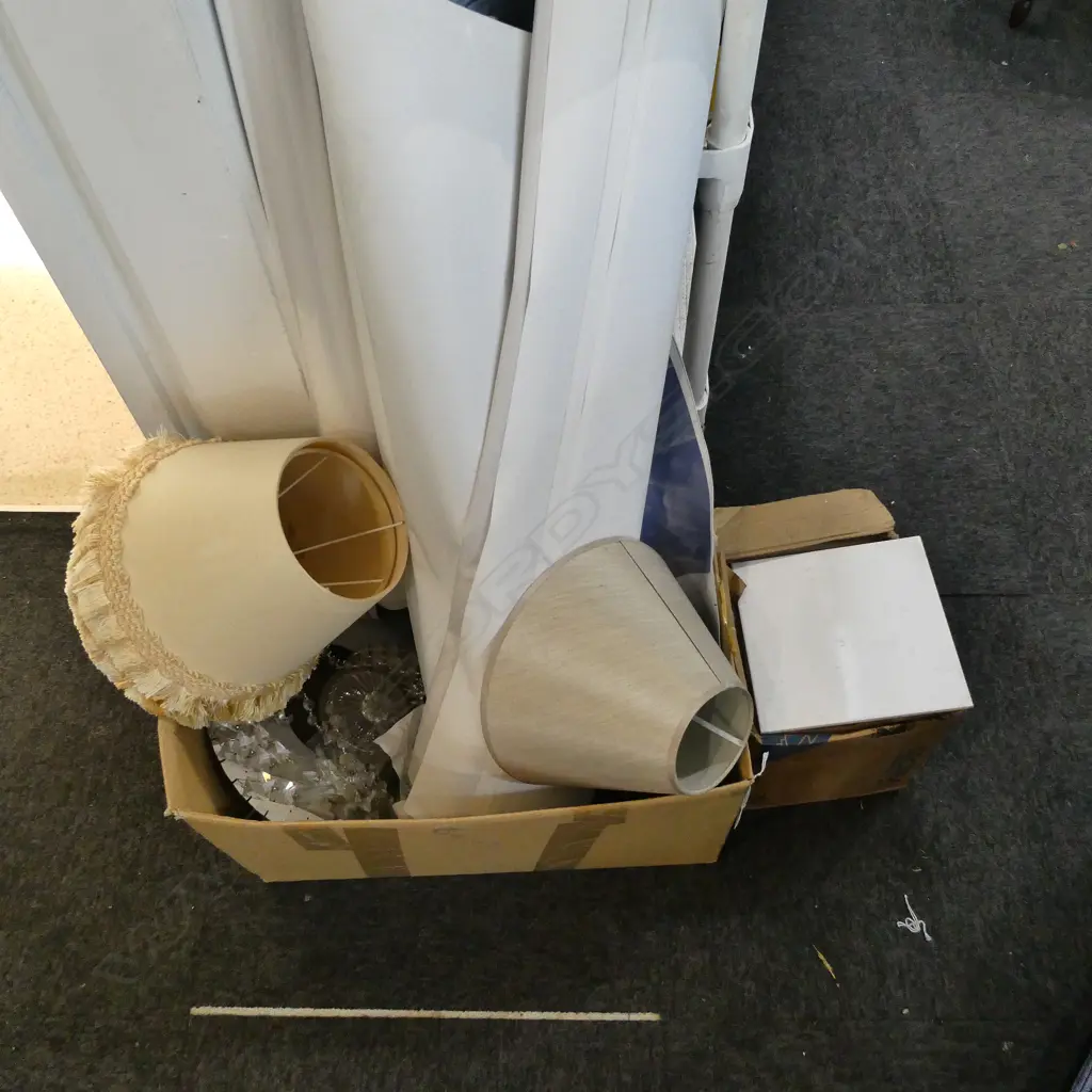 CANVAS ART PRINTS, BOX OF WHITE TILES, LAMP SHADES ETC Image 1++