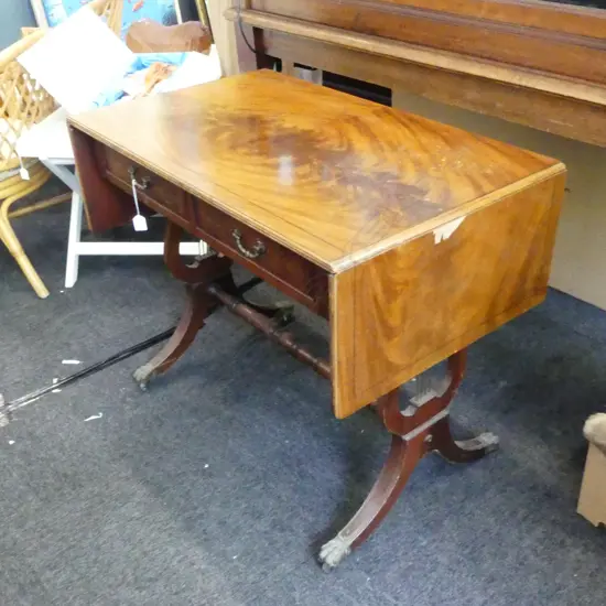 REGENCY STYLE DROP LEAF TABLE, VENEER FAULTS