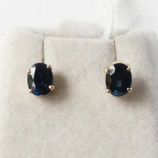 PR 9ct YELLOW GOLD & SAPPHIRE  STUD EARRINGS