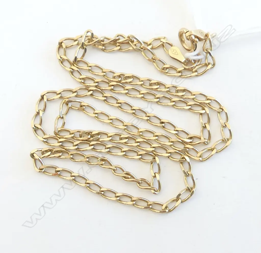 9ct YELLOW GOLD CURB LINK NECK CHAIN L.51cm 7.8gms Image 1++