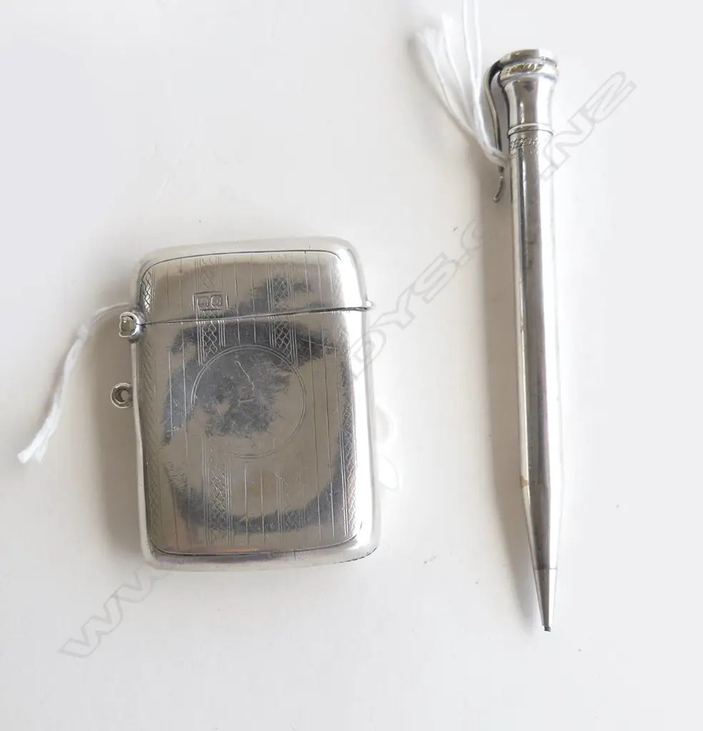 SILVER VESTA BOX & SILVER PENCIL, 52gm Image 1++