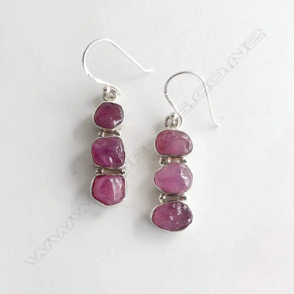 PR SILVER SET TOURMALINE ROCK EARRINGS (NEW) Image 1++