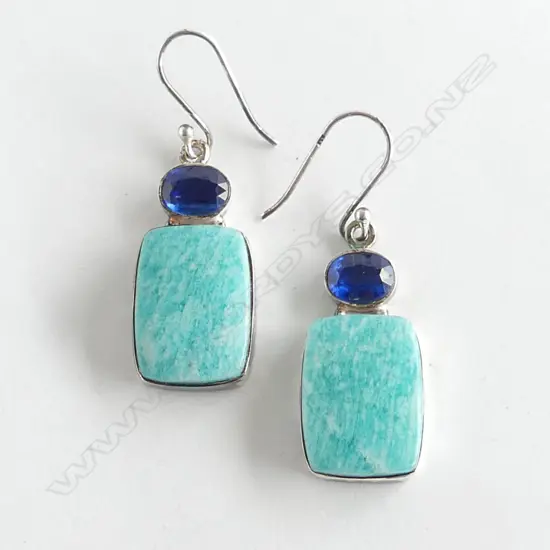 PR SILVER AMAZONITE & KAYANITE EARRINGS (NEW)