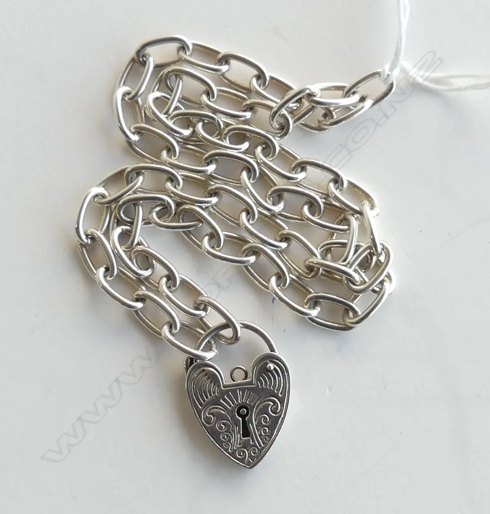 925 STG NECKLACE w. PADLOCK PENDANT 32.4gms Image 1++