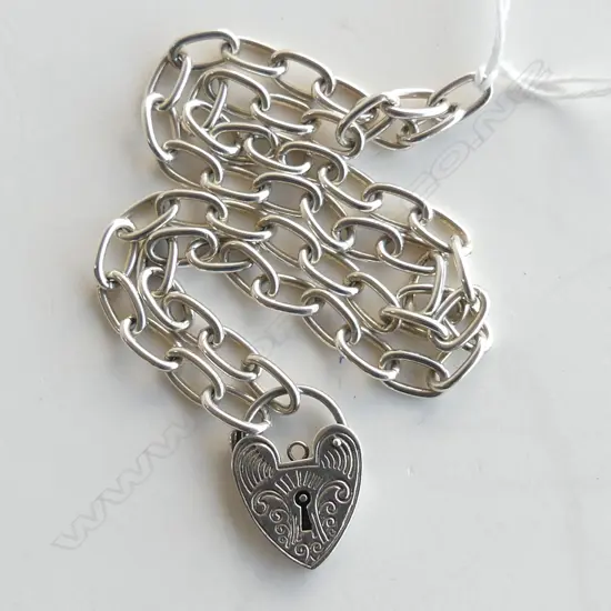 925 STG NECKLACE w. PADLOCK PENDANT 32.4gms