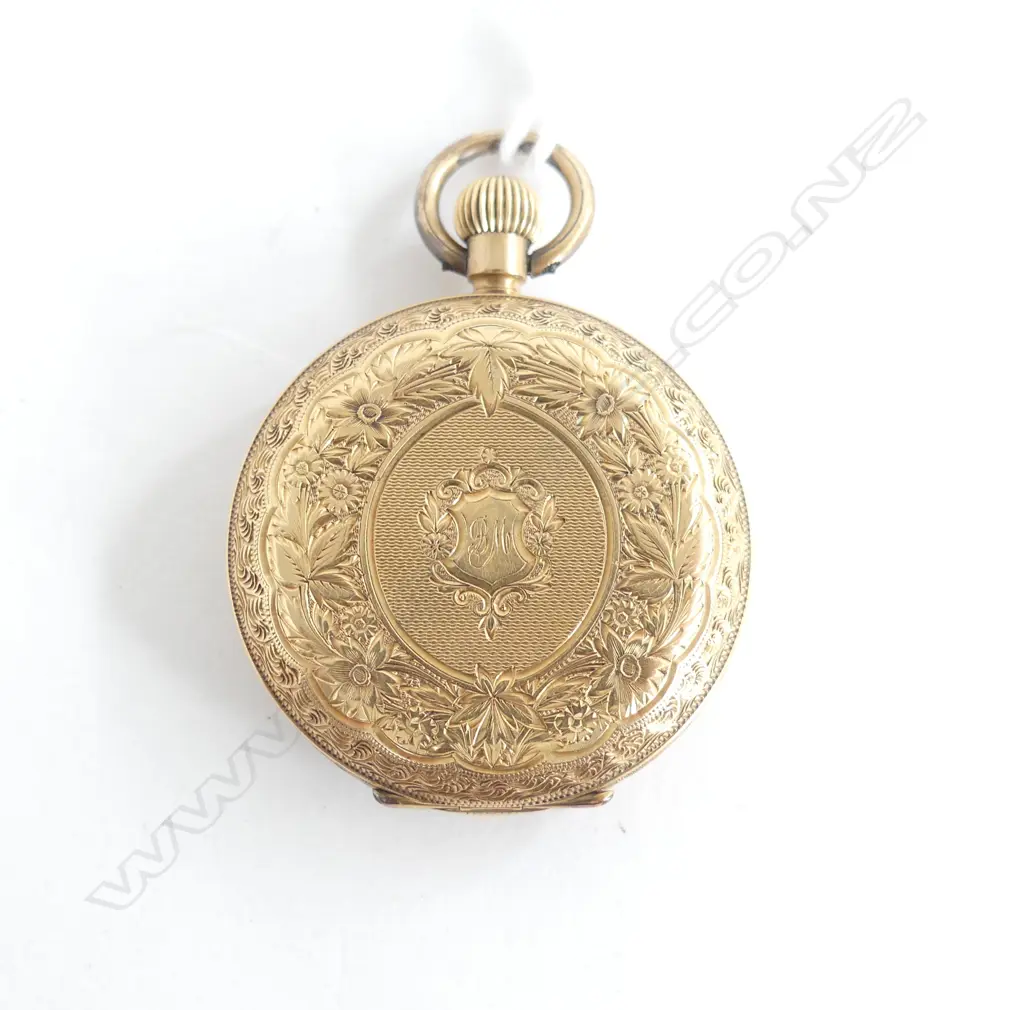 18ct LADIES Baume Longines HUNTER POCKET WATCH 37.8gms (No Glass & not working) Image 1++