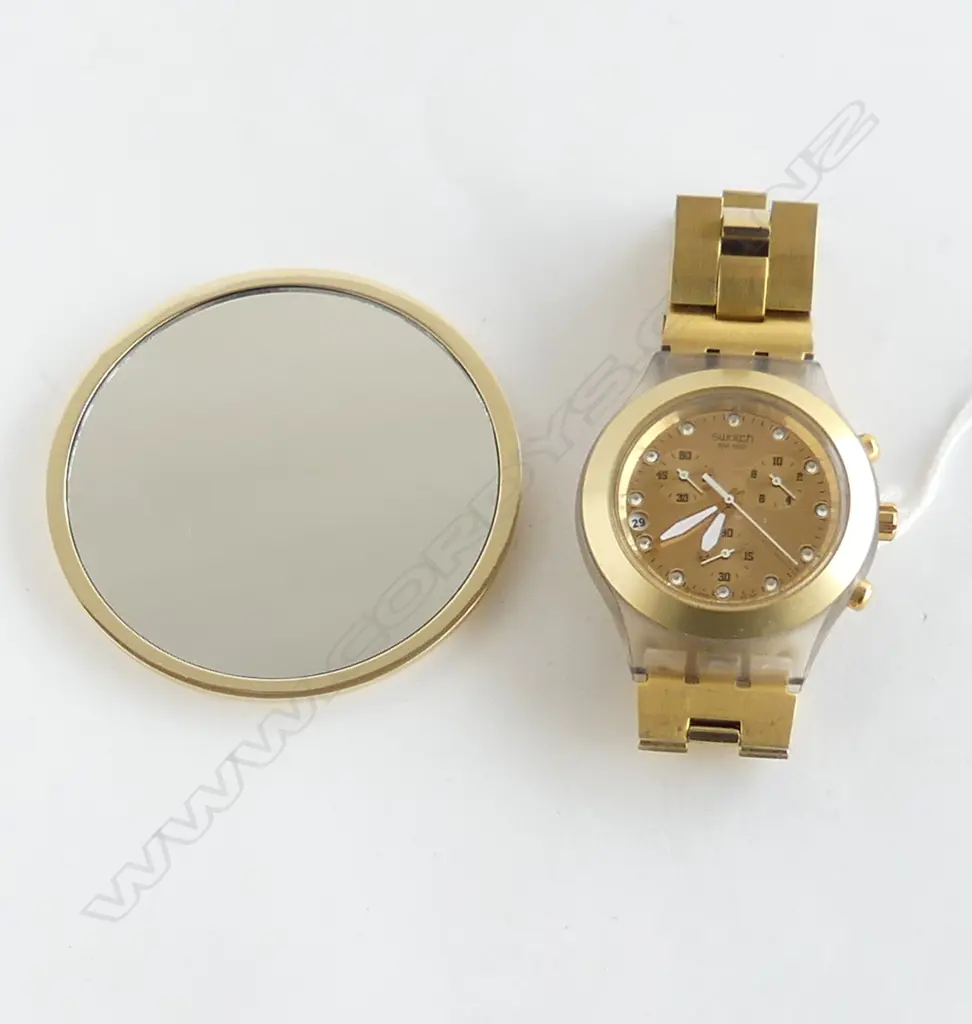 GP SWATCH WRIST WATCH, 'BVLGARI' MIRROR 70mm dia Image 1++
