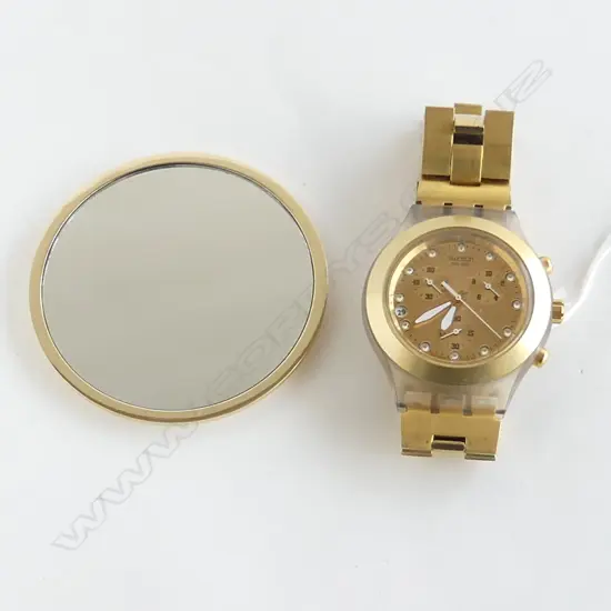 GP SWATCH WRIST WATCH, 'BVLGARI' MIRROR 70mm dia
