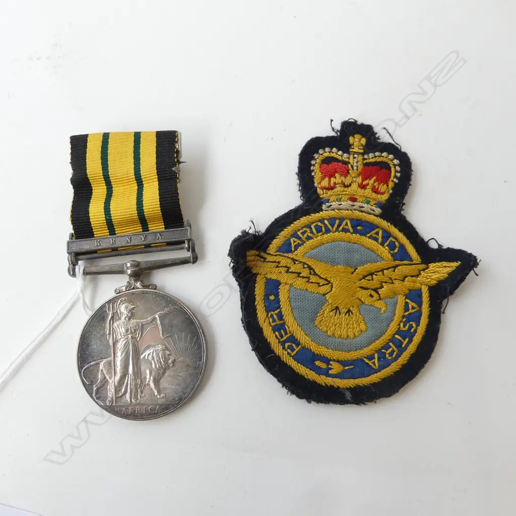 AFRICA SERVICE MEDAL; 4063549 ACT. CPL. W.G.G.GOUGH R.A.F. + BADGE Image 1++