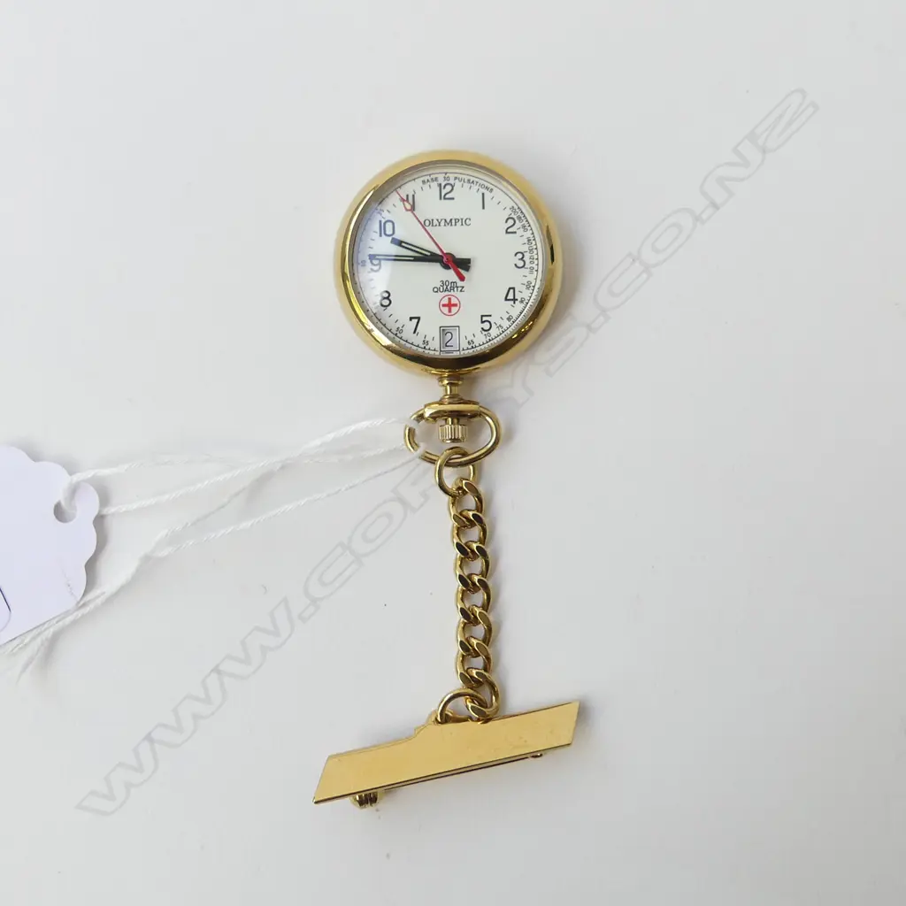 OLYMPIC NURSES BROOCH WATCH (running) + MICHAELA FREY BANGLE both boxed Image 1++