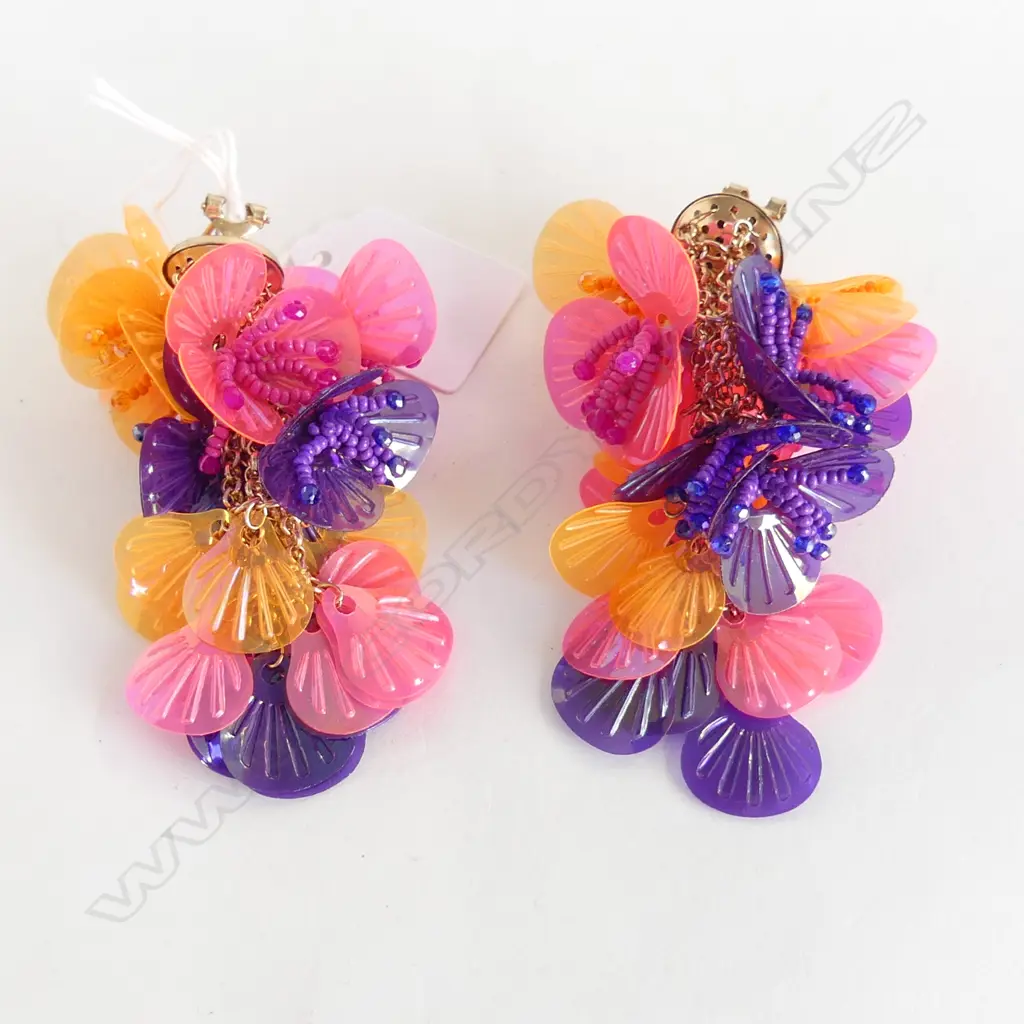 MULTI COLOURED EARINGS (PIERCED EARS)DROP100MM Image 1++