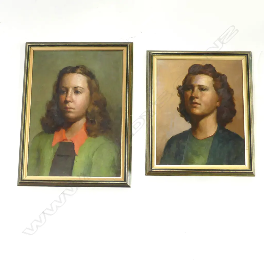 FEMALE PORTRAIT (peach collar), ARTIST UNKNOWN, OIL ON BOARD 500 x 360mm & FEMALE PORTRAIT OIL on BOARD 415 x 335mm Image 1++