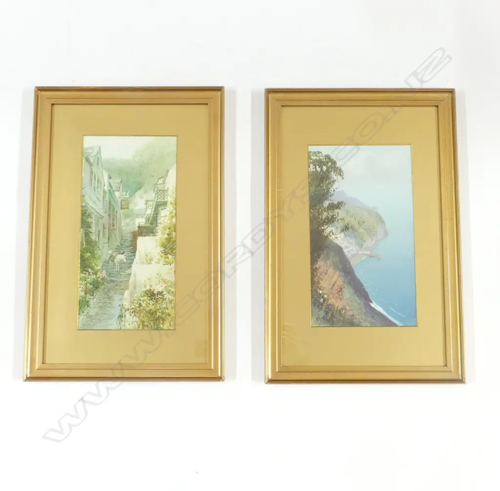 H W HICKS (1880-1944) CLOVELLY W/C 155 x 275mm & W H SWEET (1899-1943) CLOVELLY HIGH STREET W/C 145 x 290mm Image 1++