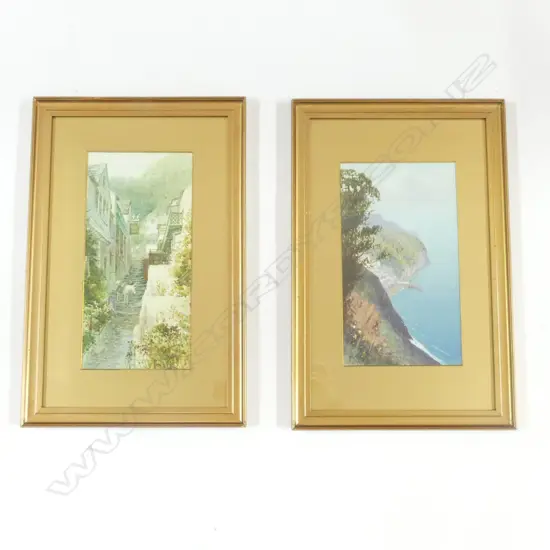 H W HICKS (1880-1944) CLOVELLY W/C 155 x 275mm & W H SWEET (1899-1943) CLOVELLY HIGH STREET W/C 145 x 290mm