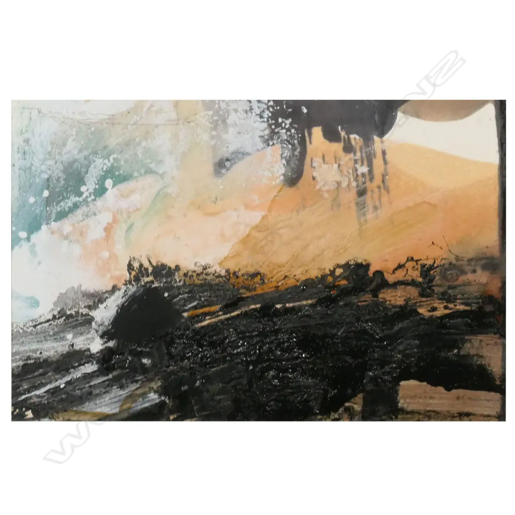 Russell Hollings ‘Black Horse’ - mixed media on board -  signed - 340 x 415mm, Image 1++