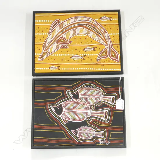 2 D. M. LEE (AUSTRALIA) ABORIGINAL ARTWORKS, ACYRLIC ON CANVAS, 205x280mm