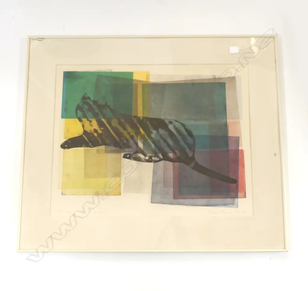 VICTORIA EDWARDS 'CAT ON A MAT', SCREEN PRINT, ARTISTS PROOF 1980-85 525x670mm Image 1++