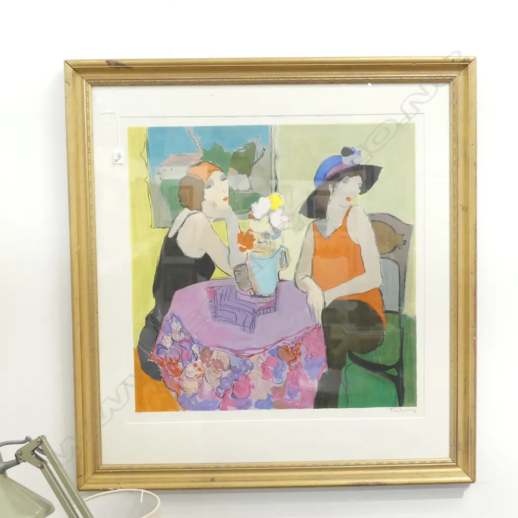 ITZCHAK TARKAY SERIGRAPH PRINT A/P "2 WOMEN AT A TABLE" 730 x 710 GILT FRAME Estimate: Image 1++