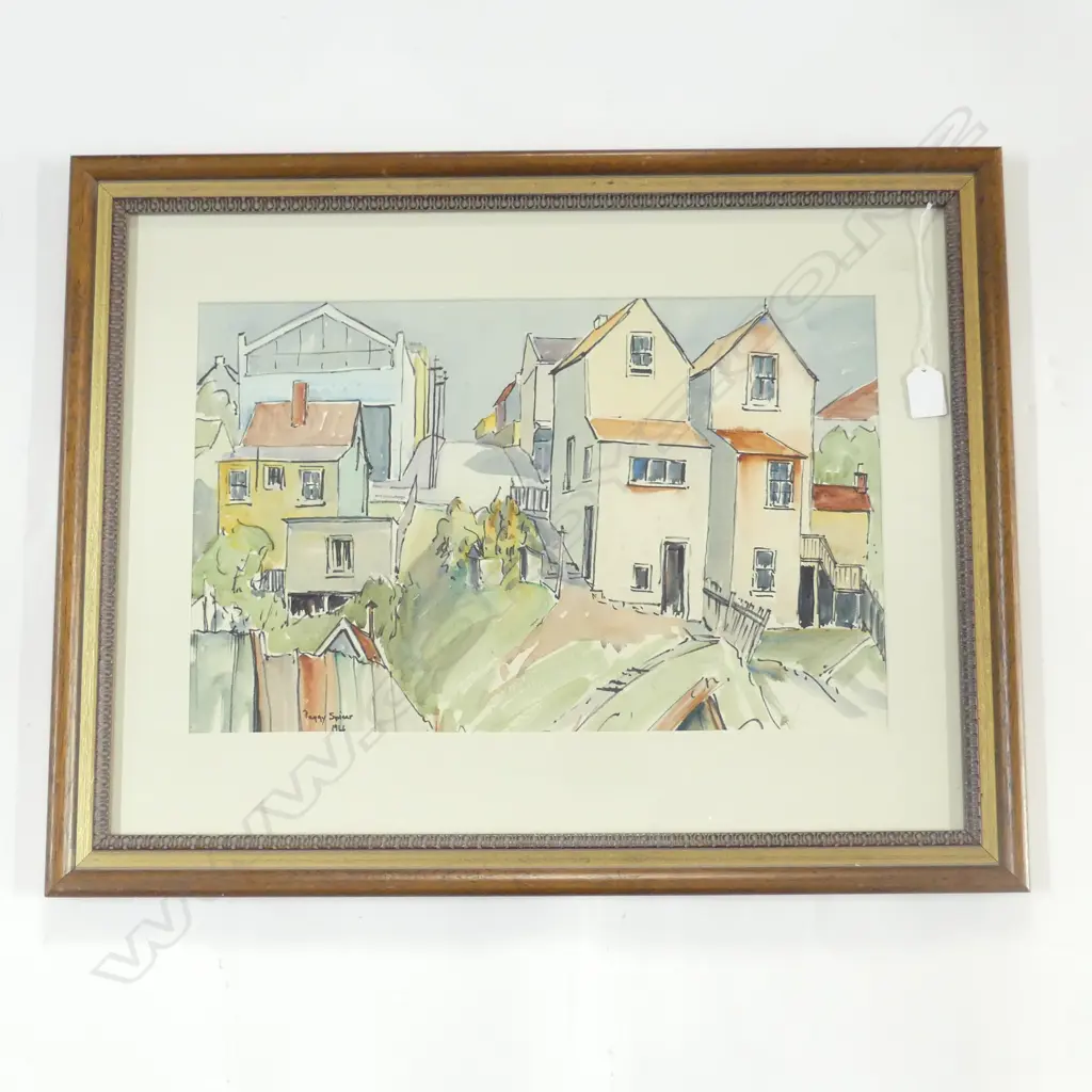 PEGGY SPICER (1908-1984) HOUSES ON HILL (NAPIER?), W/C, SIGNED/DATED 1966, 290 x 460mm Image 1++