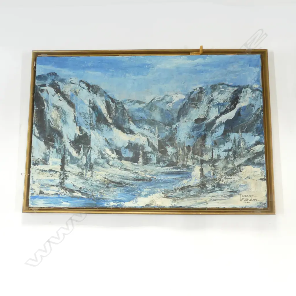SIGNED SNOWY LANDSCAPE, OIL ON CANVAS 610x910mm, FRAME AF Image 1++