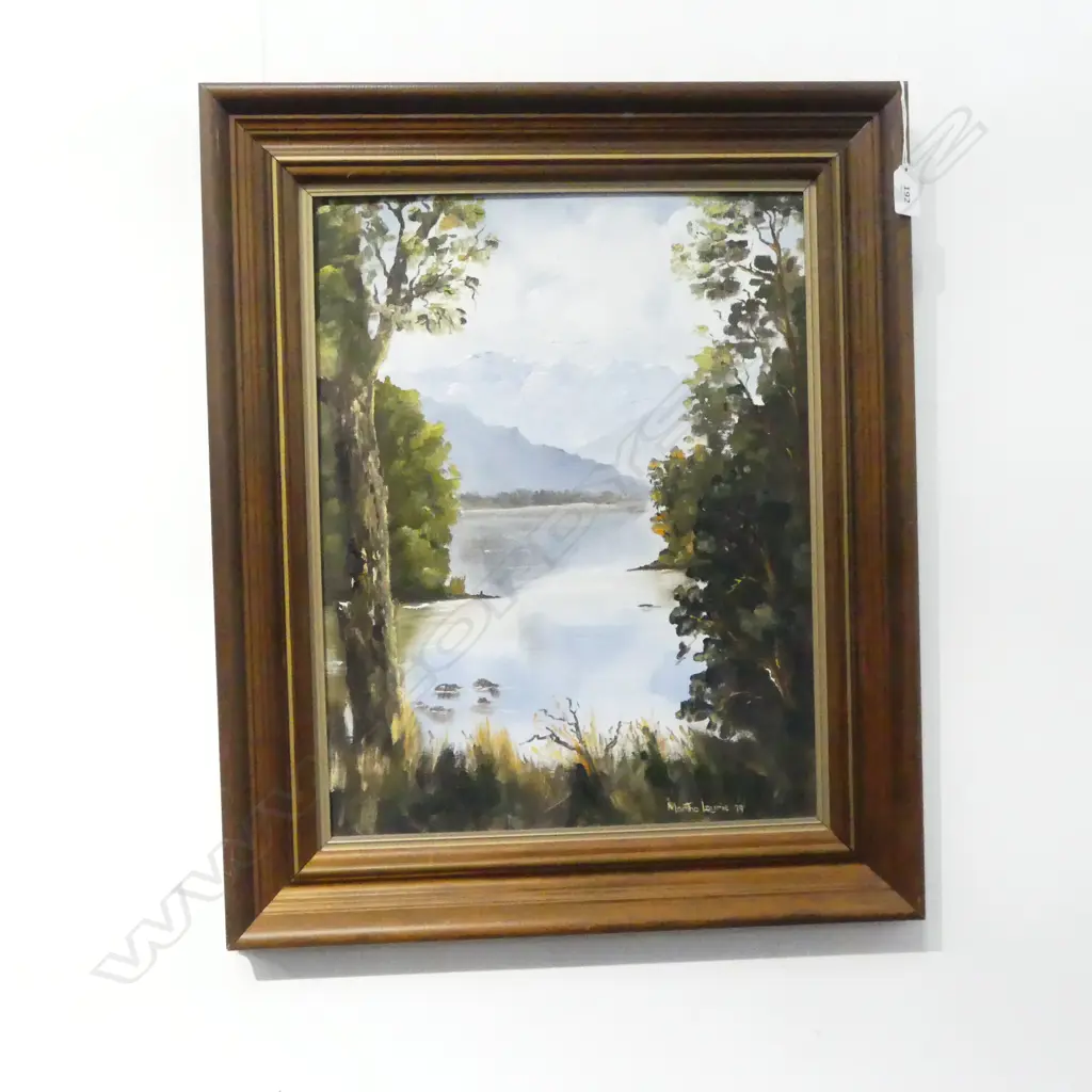 MARTHA LAURIE, LAKE WANAKA, OIL ON BOARD '79 450x350mm Image 1++