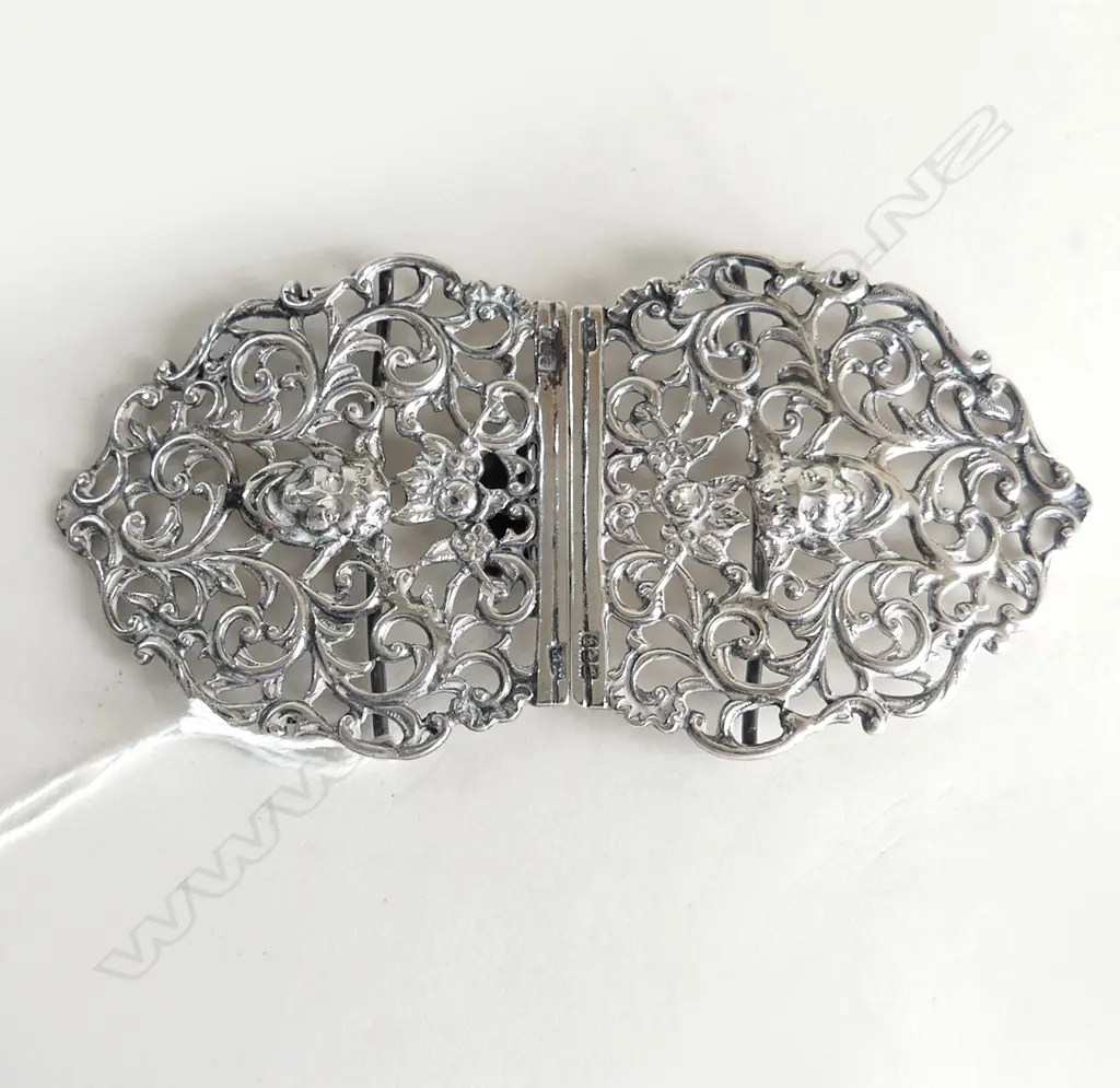 ORNATE SILVER 2 PC BELT BUCKLE, GLASGOW 1897, 56gm Image 1++