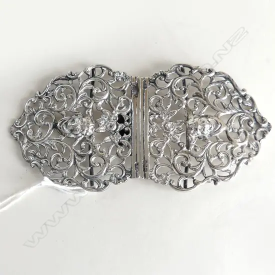 ORNATE SILVER 2 PC BELT BUCKLE, GLASGOW 1897, 56gm