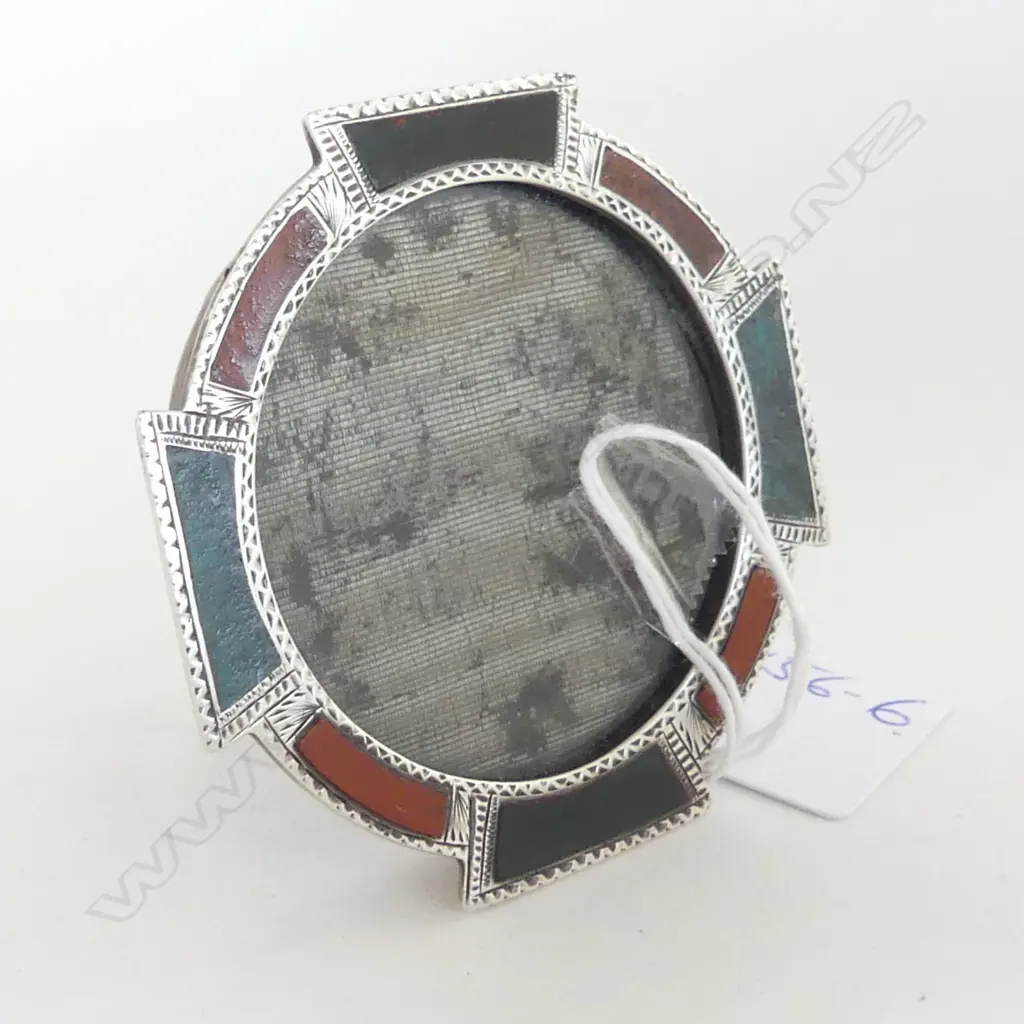 uncommon EDWARDIAN SCOTTISH SILVER & HARDSTONE PHOTO FRAME Edinburgh 1910 Image 1++