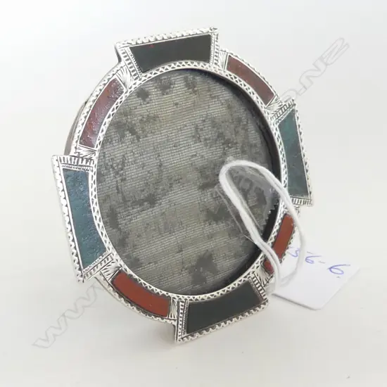 uncommon EDWARDIAN SCOTTISH SILVER & HARDSTONE PHOTO FRAME Edinburgh 1910