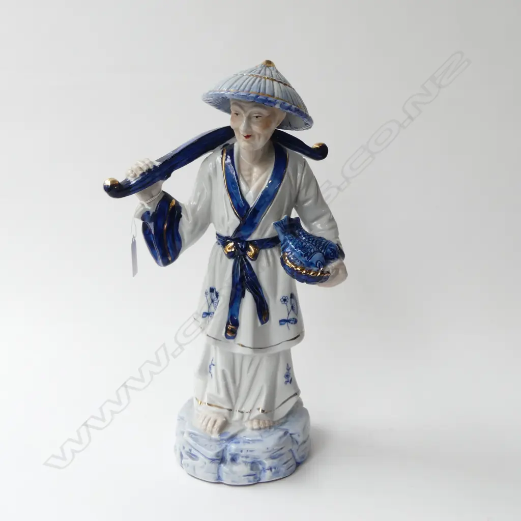 CHINESE B/W FISHERMAN FIGURE H.360mm Image 1++