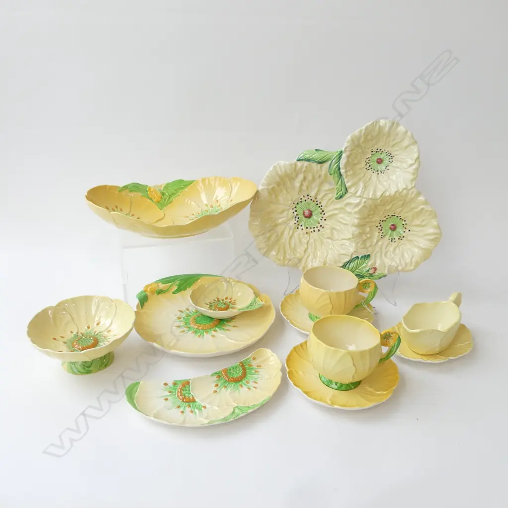 9 PCES CARLTON WARE, YELLOW FLOWER Image 1++