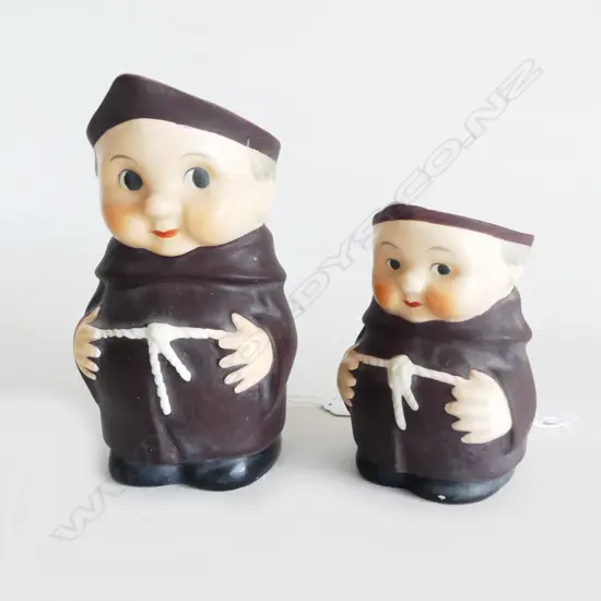 TWO HUMMEL MONK FIGURES,AS JUGS,  H. 140 & 100mm 