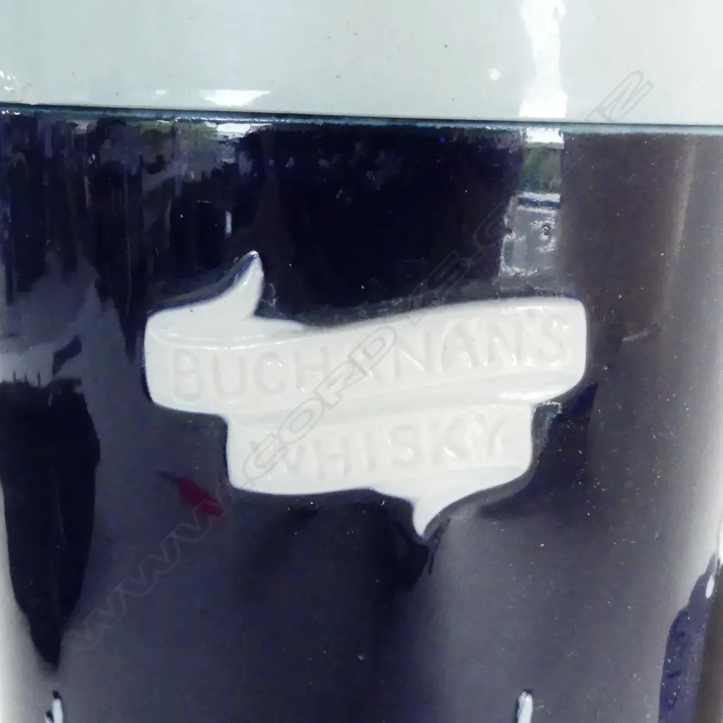 HMNZS BUCHANANS WHISKY DECANTER BULLET SHAPED BY COPELAND. LID CHIPPED  H. 150mm  Image 1++