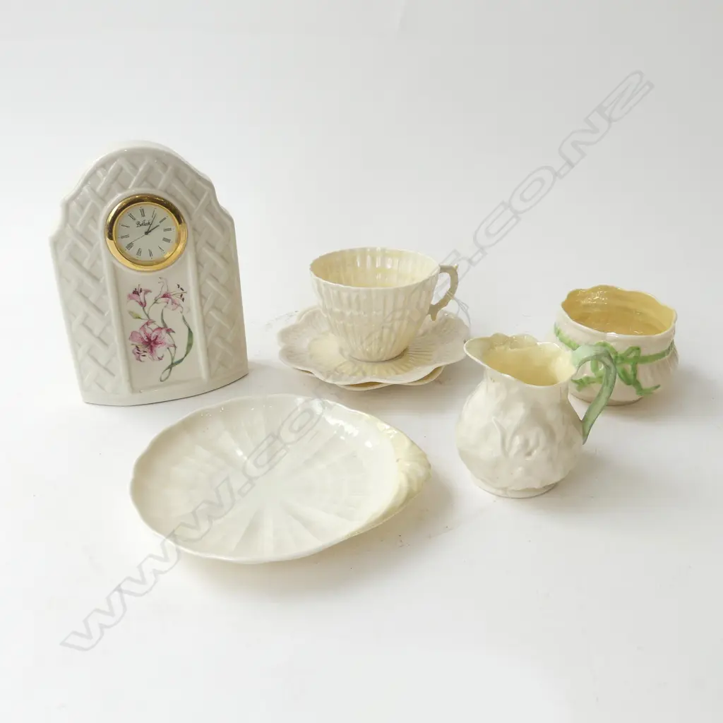 6 PCES BELLEEK BLACK LABEL + CLOCK H.155mm Image 1++