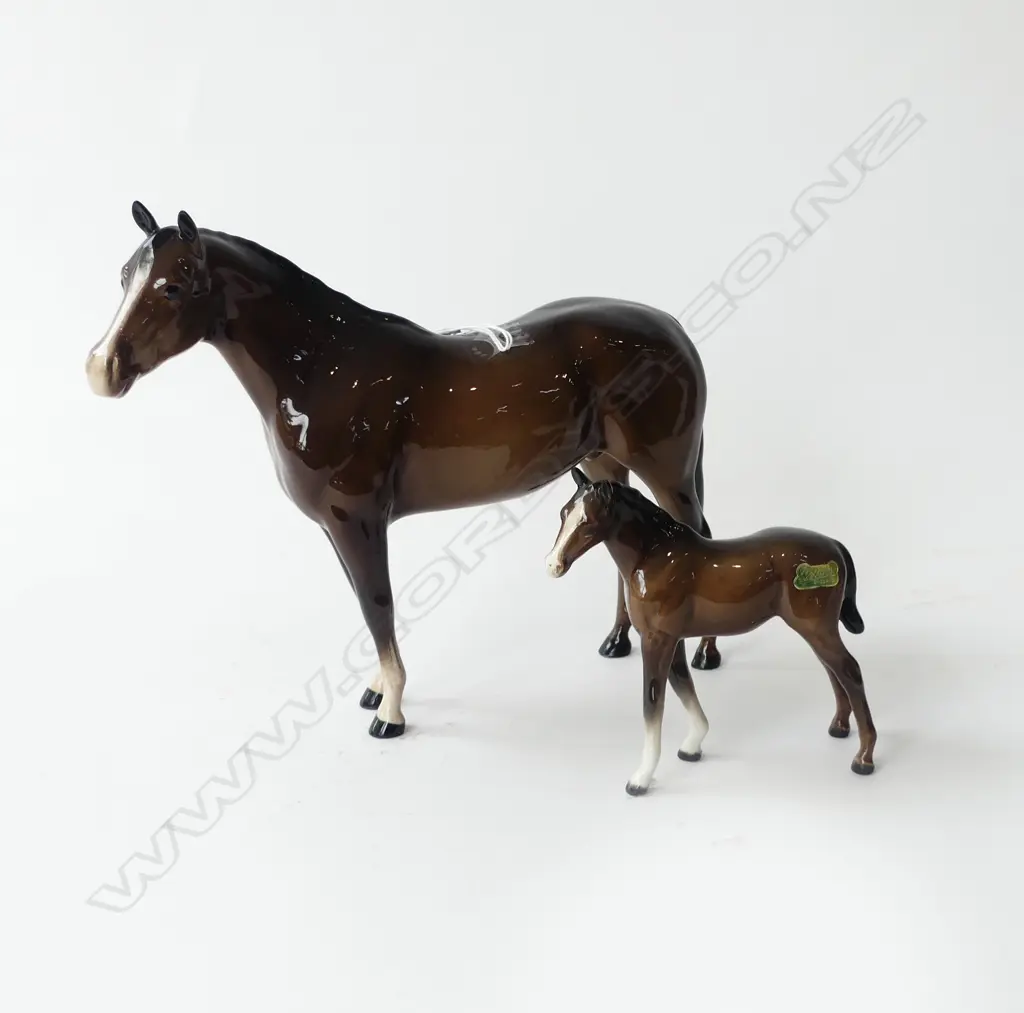 BESWICK THOROUGHBRED STALLION H.205mm & PONY Image 1++