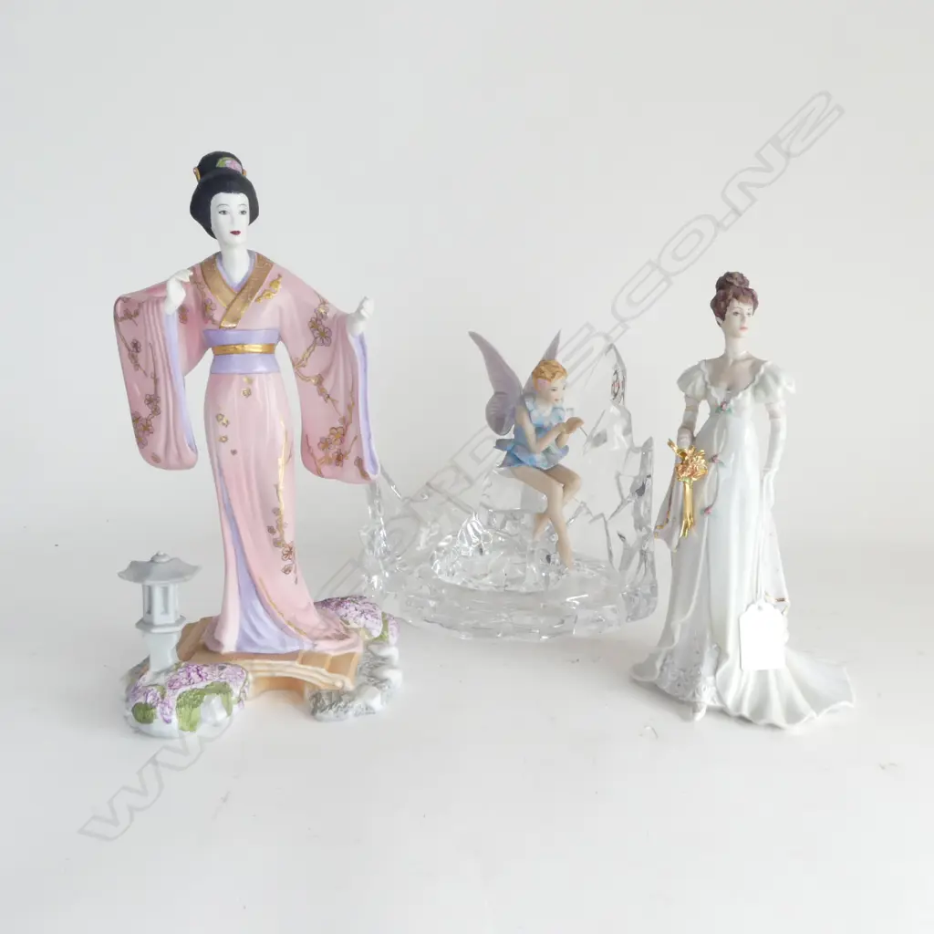 3 FIGURINES; GERMAN ICE FAIRY, FRANKLIN MINT 'ARABELLA' & 'YOSHIKO' FAULTS H.285mm Image 1++