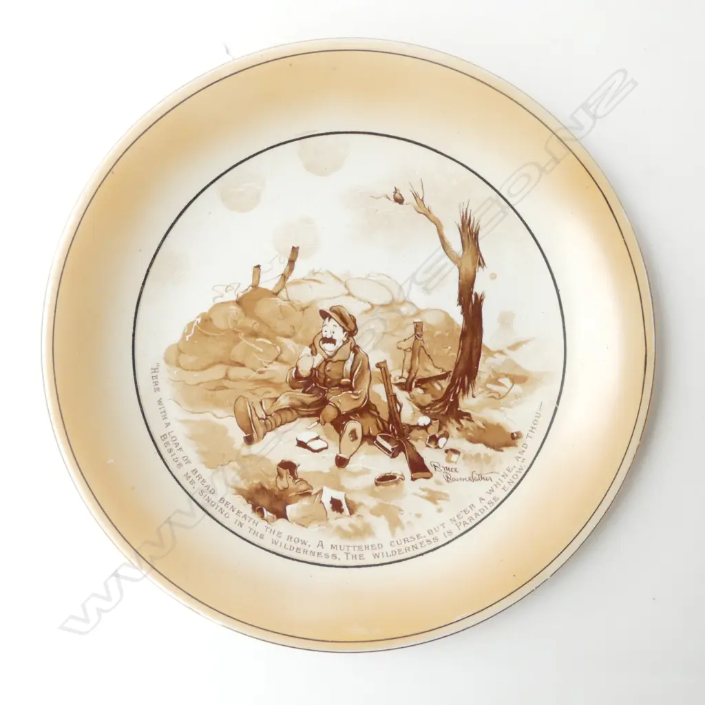 WWI BAIRNSFATHER TRENCHES PLATE BY GRIMWADES 1917/18, D.225MM Image 1++