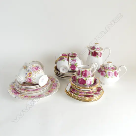 21 PCS ROYAL ALBERT 'OLD ENGLISH ROSE' TEA SET & 9 PCS ROYAL ALBERT 'SERENA'