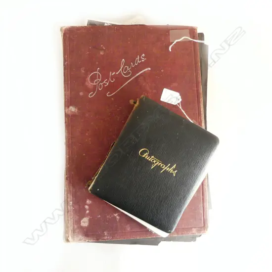 LARGE ALBUM OF POSTCARDS, A NUMBER RELATING TO NZ CITIES ETC, & AN AUTOGRAPH ALBUM  1925