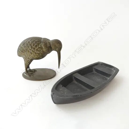 BRASS KIWI H.85mm + LEAD ROW BOAT L.160mm E. SALANDER, STOCKHOLM