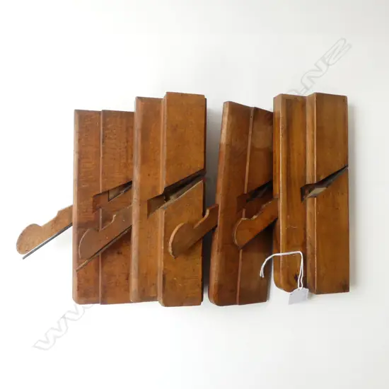 FOUR WOODEN ANTIQUE WOOD WORKING PLANES, L.240MM