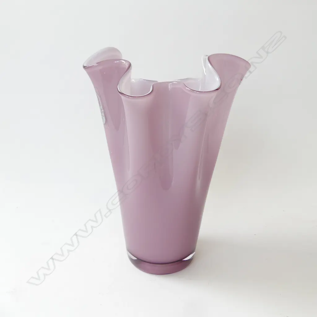 PINK/PURPLE FLUTED GLASS VASE, H.280mm Image 1++